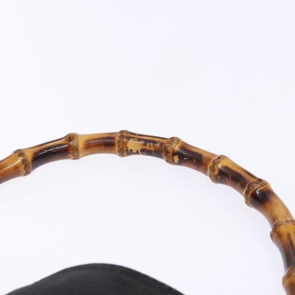 GUCCI Bamboo Hand Bag Suede Black Gold 001 1638 001 1638 - Picture 8 of 12